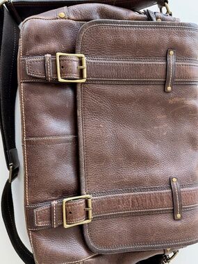 Vintage Coach Brown Leather Messenger Briefcase Work Bag 17”
